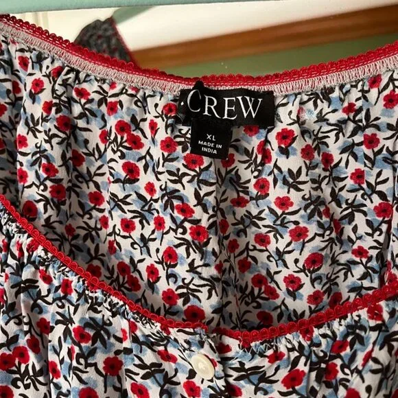 J CREW Cap-sleeve top in poppy crepe de chine SIZE XL NWOT - Picture 5 of 6